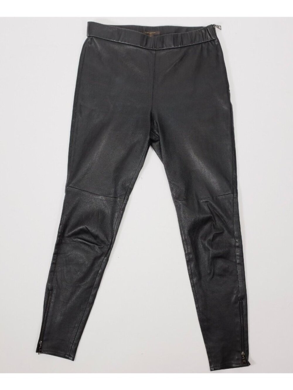Louis Vuitton leather lambskin leggings pants 38 US 4 ankle zip logo black